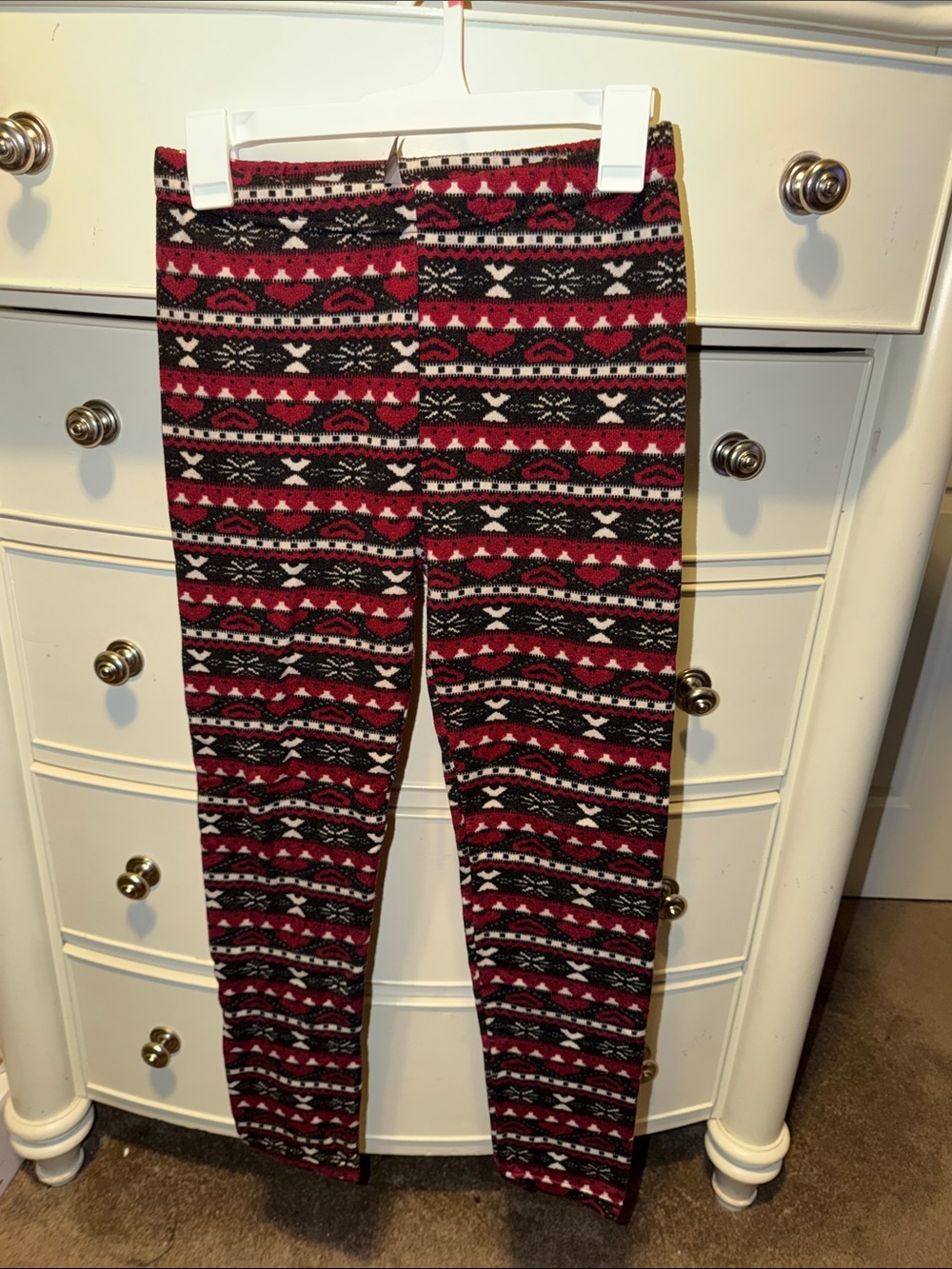 Red and Black Fair Isle Patterned Leggings